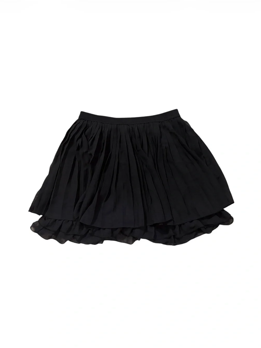 Black Pleated Layered Skirt